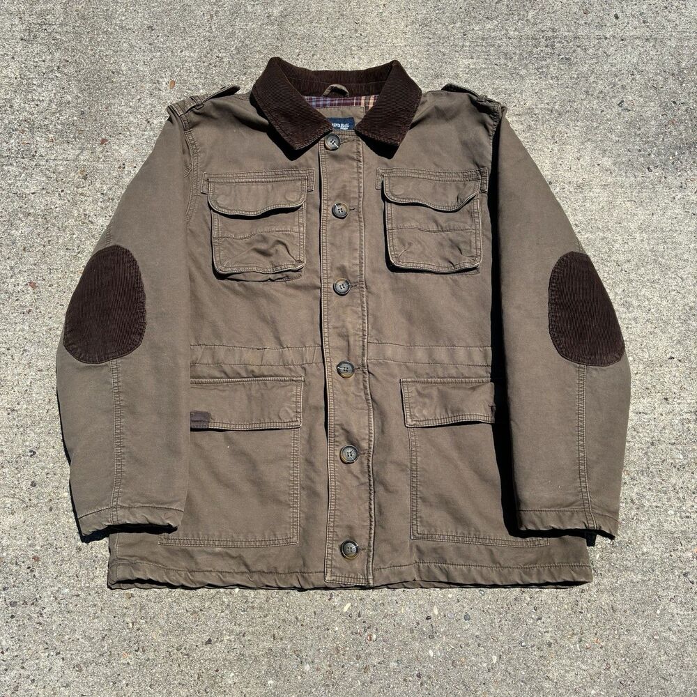 St Johns Bay Mens XL Chore Coat Jacket Flannel Lined Corduroy Elbow Pads - Picture 3 of 14
